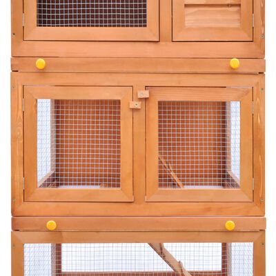 vidaXL 屋外うさぎ小屋 小動物ハウス ペットケージ 3層タイプ 木製