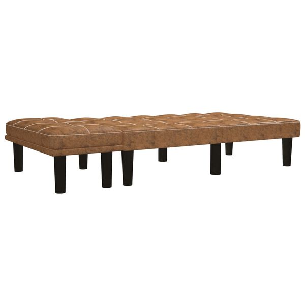 vidaXL 2人掛けソファ ブラウン スエード調 合成皮革製