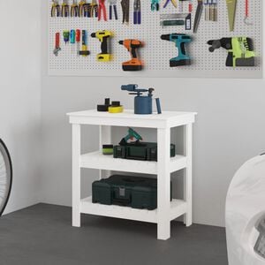 vidaXL ワークベンチ ホワイト 78.5x50x80 cm 無垢材 パイン材