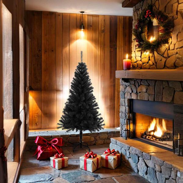 vidaXL フェイククリスマスツリー スタンド付 ブラック 150cm PVC製