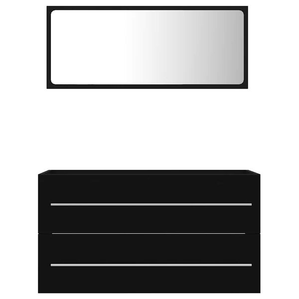 vidaXL バスルーム家具2点セット ブラック パーティクルボード