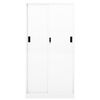 vidaXL オフィスキャビネット スライド式ドア付 ホワイト 90x40x180cm スチール製