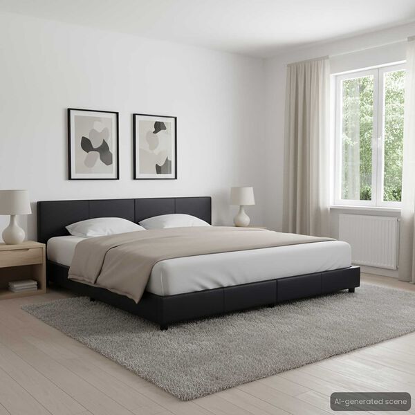 vidaXL ベッドフレーム ブラック 合成皮革製 180x200cm