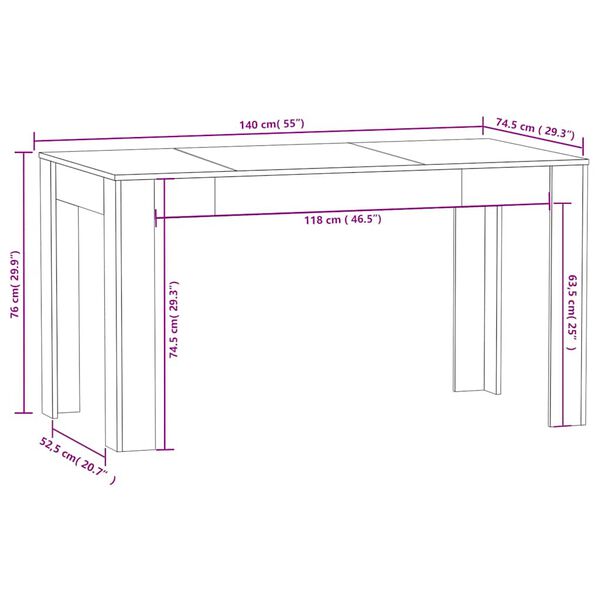 vidaXL ダイニングテーブル ブラック 140x74.5x76cm エンジニアリングウッド
