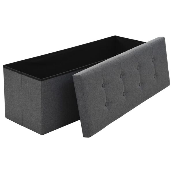 vidaXL 折りたたみ収納ベンチ フェイクリネン 110x38x38cm ダークグレー