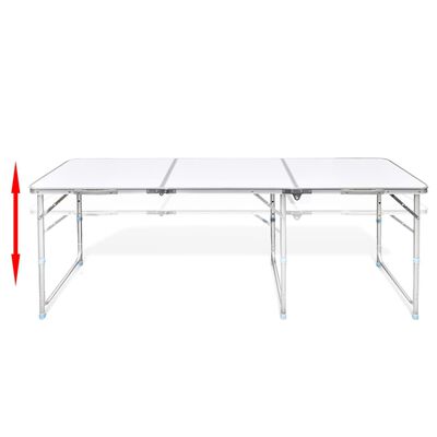 vidaXL 折りたたみ式キャンプテーブルセット スツール6点付き 高さ調節可能 180 x 60 cm