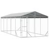 vidaXL 屋外犬小屋 屋根付き シルバー 3x7.5x2.5 m 亜鉛メッキ鋼製