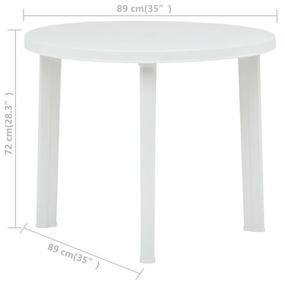 vidaXL ガーデンテーブル 80x75x72 cm プラスチック製 ホワイト