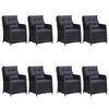 vidaXL ガーデンダイニング9点セット ブラック