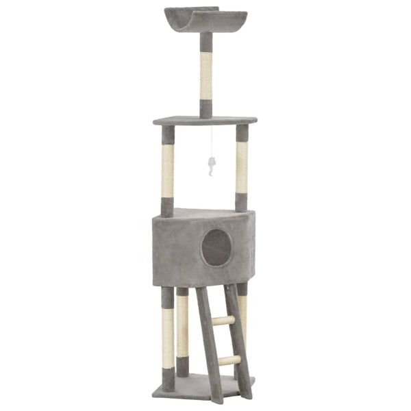 vidaXL キャットタワー サイザル麻製 爪とぎポール付き 180cm グレー
