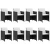 vidaXL 屋外ダイニング13点セット クッション付き ポリラタン製 ブラック