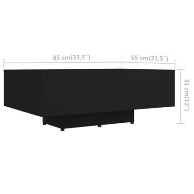 vidaXL コーヒーテーブル ブラック 85x55x31 cm エンジニアリングウッド