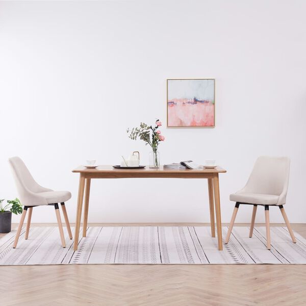 vidaXL ダイニングチェア 2点セット クリーム 布張り