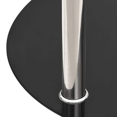 vidaXL 2段 サイドテーブル 透明＆ブラック 38cm 強化ガラス製