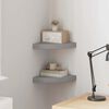 vidaXL フローティングコーナーシェルフ 2点 グレー 25x25x3.8cm MDF