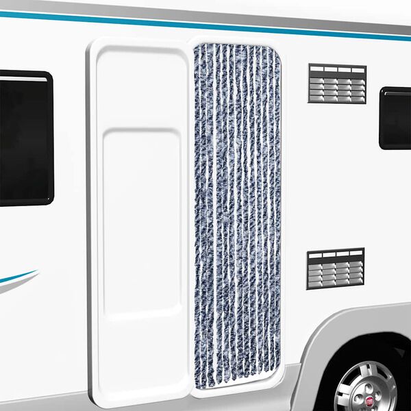 vidaXL 虫よけカーテン ブルー＆ホワイト 56x200cm シェニール