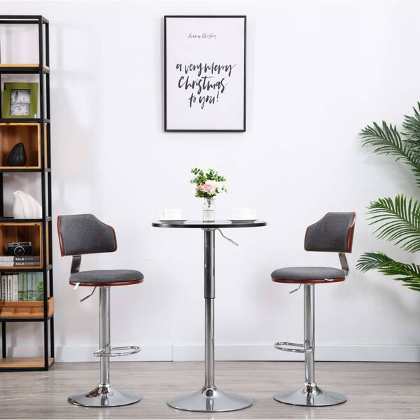 vidaXL バースツール ダークグレー 2点 曲げ木＆布製