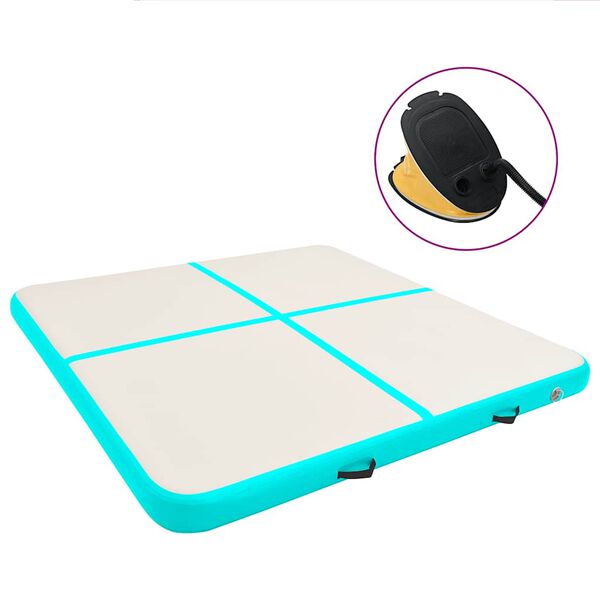 vidaXL エア体操マット ポンプ付き 200x200x10cm PVC製 グリーン