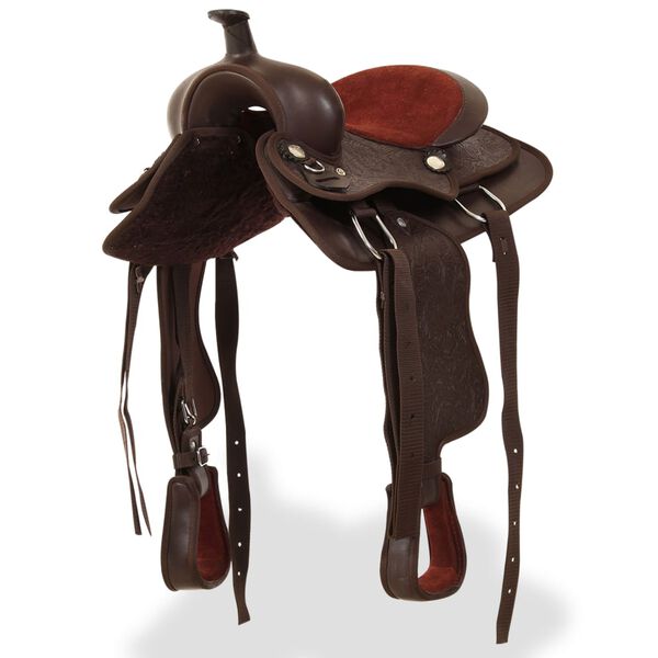 vidaXL ウエスタン 鞍＆面繋＆腹帯 本革製 13インチ ブラウン