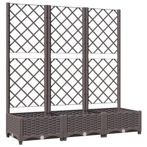 vidaXL ガーデンプランター トレリス付き ブラウン 120x40x121.5 cm PP