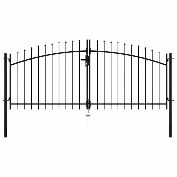 vidaXL ダブルドアフェンスゲート スピアトップ付き 300x150cm