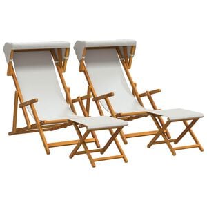 vidaXL デッキチェア 4 pcs 3 ポジション ソリッドユーカリウッド クリーム