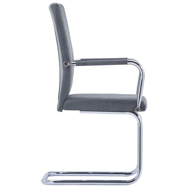 vidaXL カンチレバーダイニングチェア 2点 グレー スエード調 合成皮革製