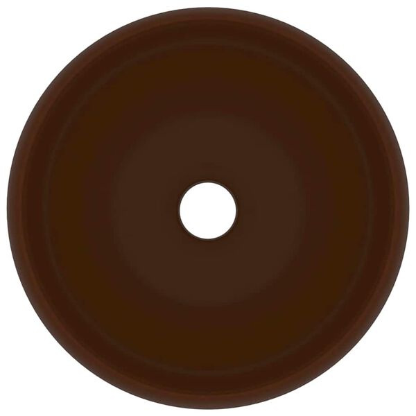 vidaXL ラグジュアリー 洗面器 丸型 マットダークブラウン 40x15cm セラミック製