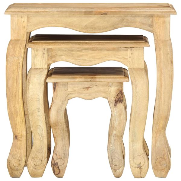 vidaXL ネスティングテーブル 3点セット マンゴー無垢材