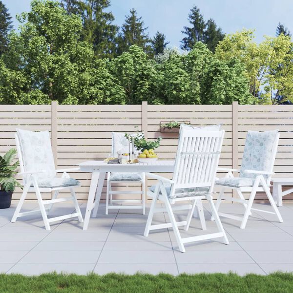 vidaXL ガーデンハイバックチェア クッション 4点 リーフ柄 120x50x7 cm ファブリック