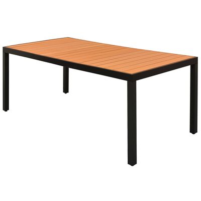 vidaXL ガーデンテーブル ブラウン 185x90x74cm アルミ＆WPC製