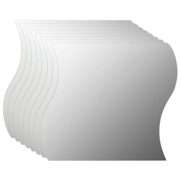 vidaXL ウォールミラー 8点 20x20cm ウェーブ型ガラス