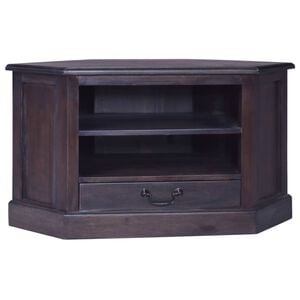vidaXL コーナーテレビキャビネット ライトブラック 80x40x49 cm マホガニー無垢材