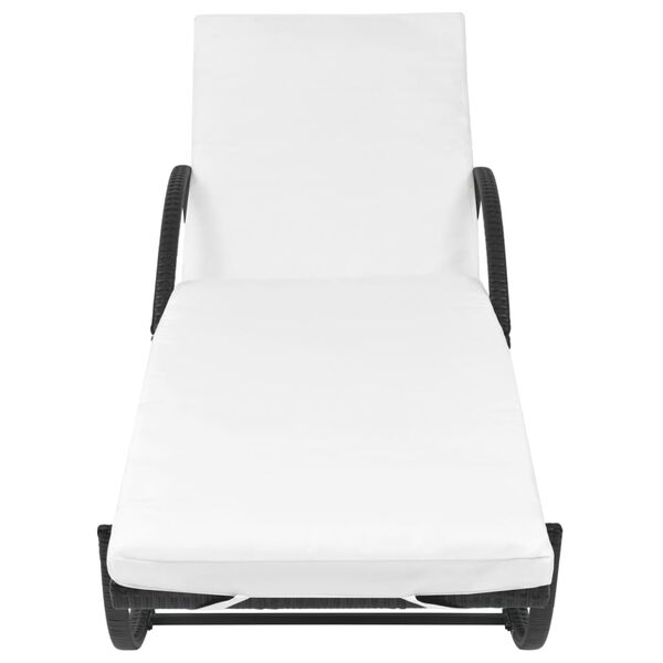 vidaXL サンラウンジャー クッション＆テーブル付き ポリラタン製 ブラック