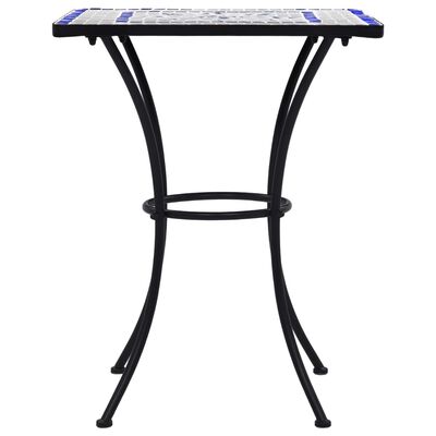 vidaXL モザイクビストロテーブル ブルー＆ホワイト 60cm セラミック製