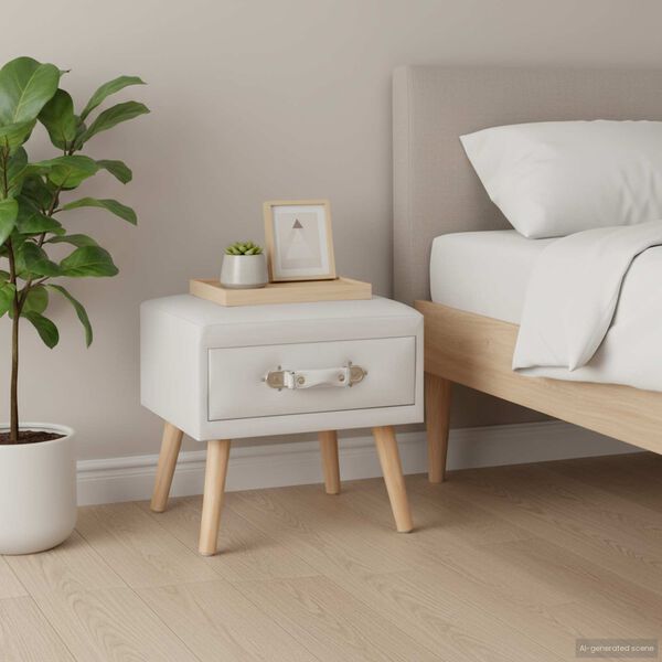 vidaXL ベッドサイドキャビネット ホワイト 40x35x40cm 合成皮革製