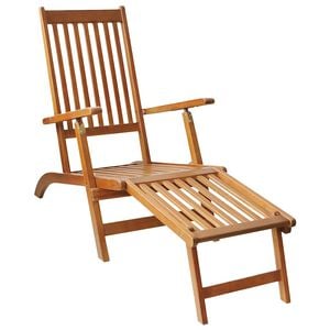 vidaXL 屋外デッキチェア フットレスト付き アカシア無垢材