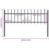 vidaXL ガーデンフェンス Woerden スピアトップ付き スチール 181x60 cm ブラック