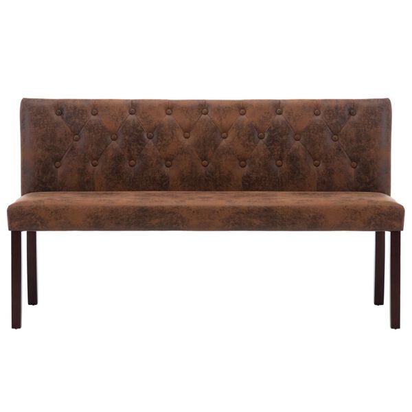 vidaXL ベンチ ブラウン スエード調 合成皮革製 148.5cm