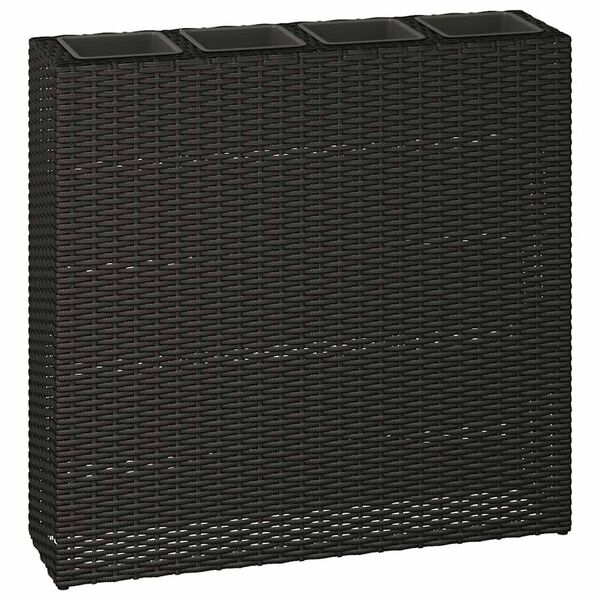 vidaXL ガーデン トール 植木鉢 ポット4点 ポリラタン ブラック