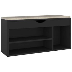 vidaXL シューズベンチ クッション付き ブラック 104x30x49cm エンジニアリングウッド