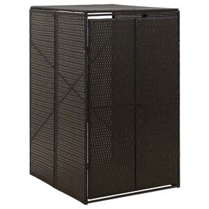 vidaXL シングルホイールビン収納庫 ブラック 70x80x117cm ポリラタン製