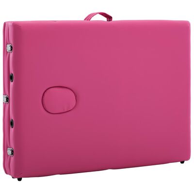 vidaXL 折りたたみ式マッサージテーブル 三つ折り アルミ製 ピンク 