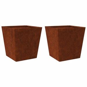 vidaXL ガーデンプランター 2個セット 50x50x50cm 耐候性スチール