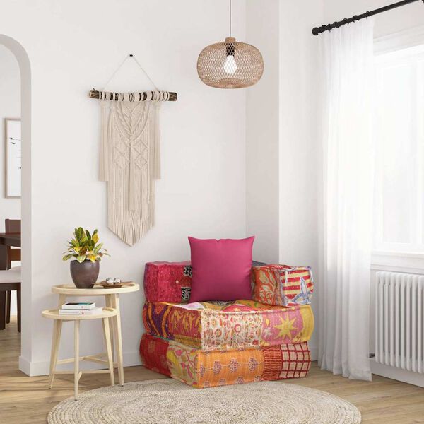 vidaXL モジュラープーフ ピロー付き パッチワーク ファブリック