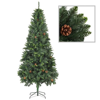 vidaXL フェイククリスマスツリー 松ぼっくり付き 210cm グリーン
