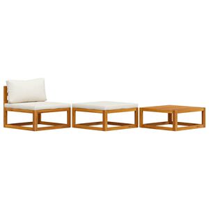 vidaXL ガーデンラウンジ3点セット クリームクッション付き アカシア無垢材