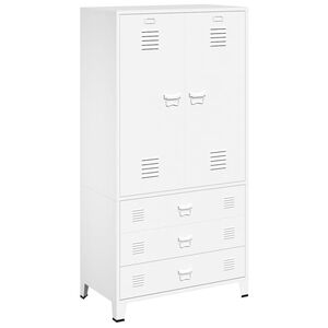 vidaXL インダストリアルワードローブ ホワイト 90x50x180 cm メタル