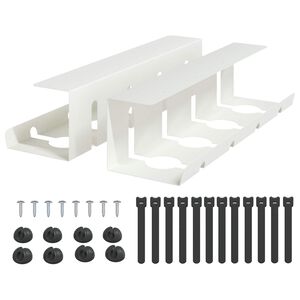 vidaXL デスク下ケーブル管理トレイ 2 点 ホワイト 43 x 12 x 10 cm スチール スクリューマウント