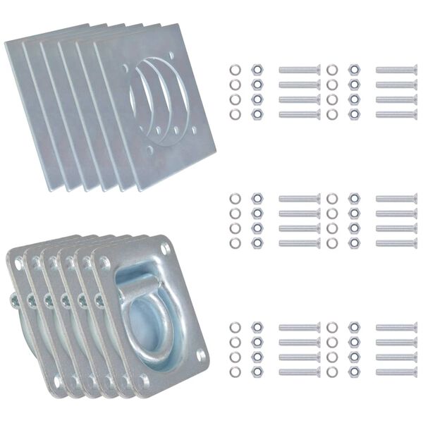 vidaXL トレーラー用 ラッシングリング 亜鉛メッキ鋼製 6点 2000kg